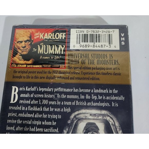 VHS The Mummy 1932 Version Universal Glow In The Dark 8" Figure Both Sealed - Picture 12 of 15